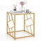 Costway 19.5'' Side Table Square Bedside Sofa Accent Coffee Table with Tempered Glass Top